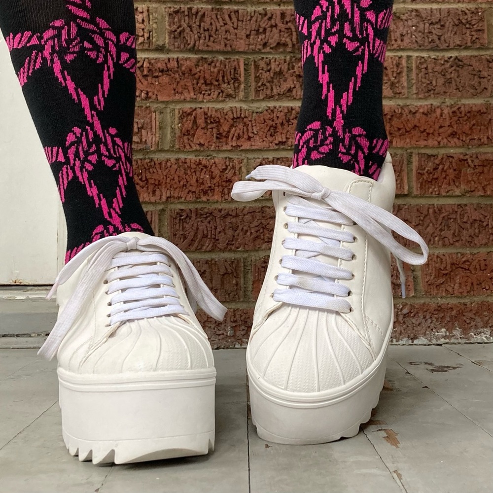 Jeffrey Campbell Synergy Platform Sneakers in White